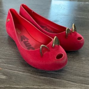 Mini Melissa sz 13 red  kitty shoes velvet feel